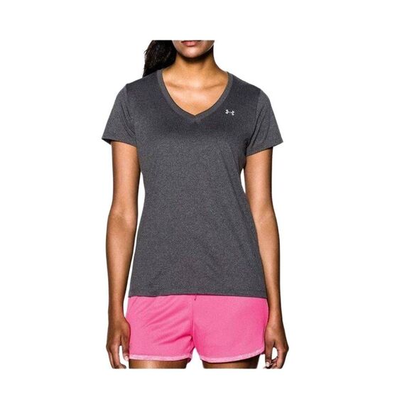 Under Armour Women's UA Tech V-Neck T-Shirt Graphite / Steel NEW with tags - Picture 1 of 2